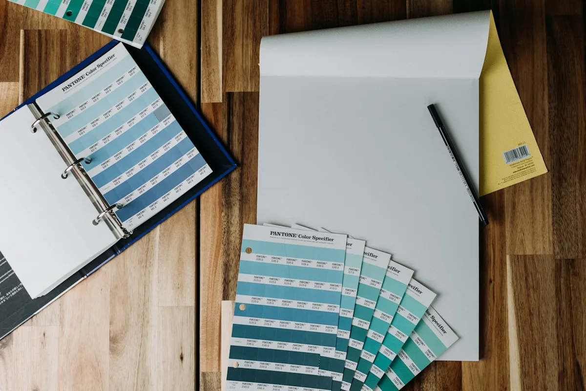 Digital design colour palette and visual asset planning materials